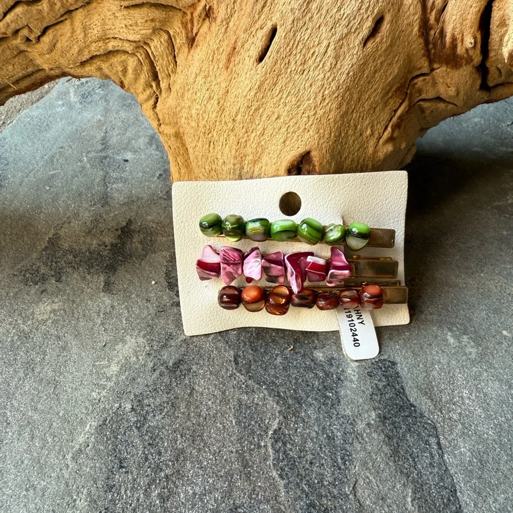 New🌟Anthropologie-Colorful Stones Hair Clips Set